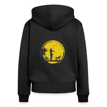 J’aime les chiots sur SUP Stand up Paddle avec chien - Sweat à capuche zippé Premium bio Femme - noir - Dos - Julia (174cm)