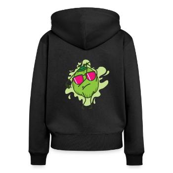 Coconut while golfing fruit palm tree - Women's Premium Organic Zip Hoodie - black - Back - Julia (174cm)