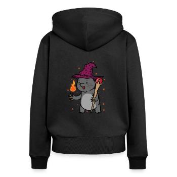 Maulwurf als Zauberer Tier Erdhügel - Frauen Premium Bio Zip Hoodie - Schwarz - Hinten - Julia (174cm)