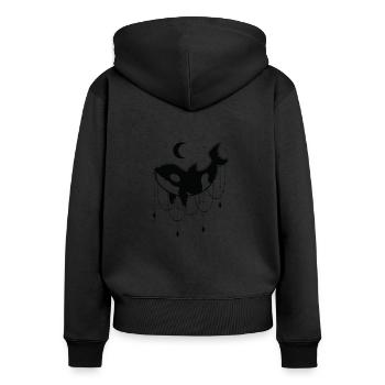 Orca with chains in front of moon - Women's Premium Organic Zip Hoodie - black - Back - Julia (174cm)