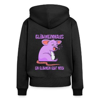 Glühweinmaus Glühwein Weihnachtsmarkt - Frauen Premium Bio Zip Hoodie - Schwarz - Hinten - Julia (174cm)