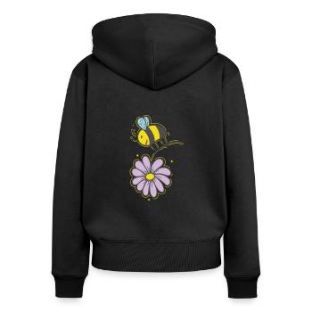 Bee with Flower Animals Nature Beekeeper - Women's Premium Organic Zip Hoodie - black - Back - Julia (174cm)