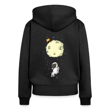 Astronaut with parachute moon - Women's Premium Organic Zip Hoodie - black - Back - Julia (174cm)