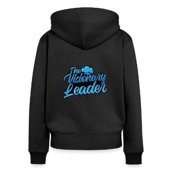Le leader visionnaire - Sweat à capuche zippé Premium bio Femme - noir - Dos - Julia (174cm)