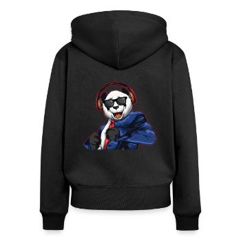 DJ Panda Party Hipster Bear célèbre avec un casque - Sweat à capuche zippé Premium bio Femme - noir - Dos - Julia (174cm)
