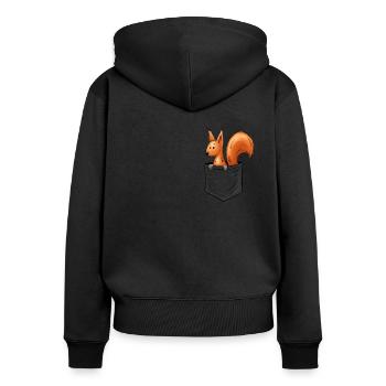 Décontracté écureuil mignon Dans votre poche - Sweat à capuche zippé Premium bio Femme - noir - Dos - Julia (174cm)