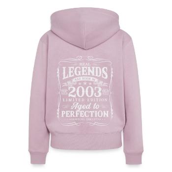 Legends were born in 2003 - Women's Premium Organic Zip Hoodie - dusky pink - Back - Julia (174cm)
