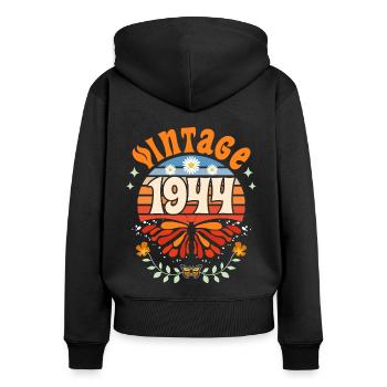 Butterfly Year 1944 Woman 80 Years Anniversary - Women's Premium Organic Zip Hoodie - black - Back - Julia (174cm)