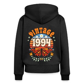 Papillon Année 1994 Femme 30 Ans Anniversaire - Sweat à capuche zippé Premium bio Femme - noir - Dos - Julia (174cm)