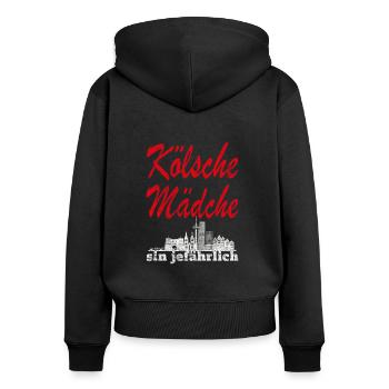 Karneval Kölsche Mädche Köln Kölsch Viva Colonia - Frauen Premium Bio Zip Hoodie - Schwarz - Hinten - Julia (174cm)