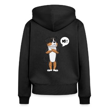 Berner Sennenhund Nö - Berner Sennenhund - Frauen Premium Bio Zip Hoodie - Schwarz - Hinten - Julia (174cm)