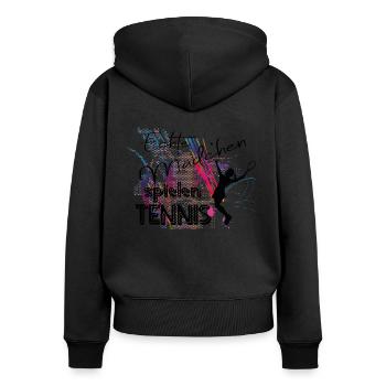 De vraies filles jouent au tennis - Sweat à capuche zippé Premium bio Femme - noir - Dos - Julia (174cm)