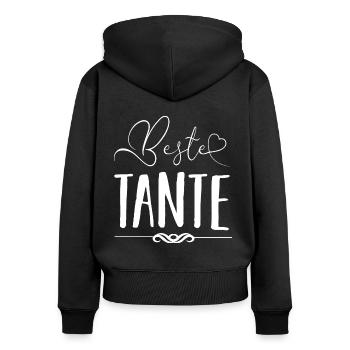 Beste Tante Geschenk - Frauen Premium Bio Zip Hoodie - Schwarz - Hinten - Julia (174cm)
