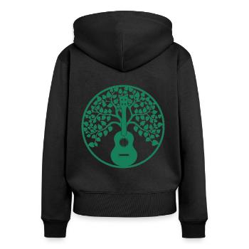 ukulele tree mandala grün - Frauen Premium Bio Zip Hoodie - Schwarz - Hinten - Julia (174cm)