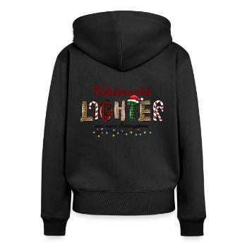 Weihnachten lustige Sprüche Weihnachtslichter Xmas - Frauen Premium Bio Zip Hoodie - Schwarz - Hinten - Julia (174cm)