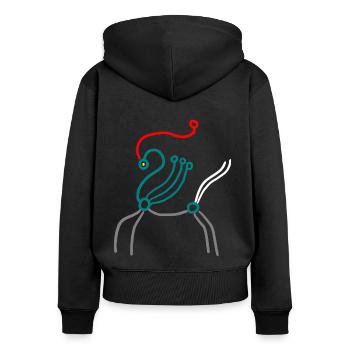 Pferd Avatar - Frauen Premium Bio Zip Hoodie - Schwarz - Hinten - Julia (174cm)