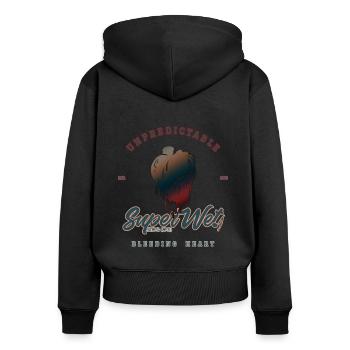 Unpredictable bleeding heart (Clean Style) - Women's Premium Organic Zip Hoodie - black - Back - Julia (174cm)