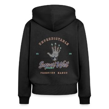 Unpredictable freezing hands (weathered) - Women's Premium Organic Zip Hoodie - black - Back - Julia (174cm)