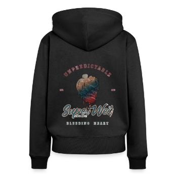 Unpredictable bleeding heart (weathered) - Women's Premium Organic Zip Hoodie - black - Back - Julia (174cm)
