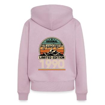 1990 - Women's Premium Organic Zip Hoodie - dusky pink - Back - Julia (174cm)