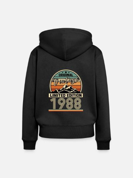 1988 - Frauen Premium Bio Zip Hoodie - Schwarz