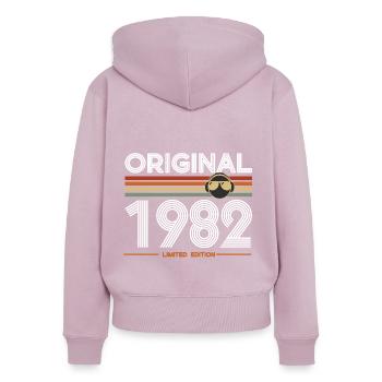 1982 - Women's Premium Organic Zip Hoodie - dusky pink - Back - Julia (174cm)