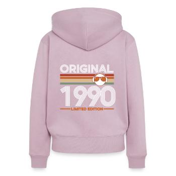 1990 - Women's Premium Organic Zip Hoodie - dusky pink - Back - Julia (174cm)