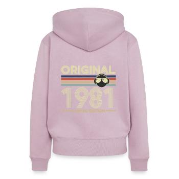 1981 - Frauen Premium Bio Zip Hoodie - Altrosa - Hinten - Julia (174cm)