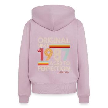 1987 - Frauen Premium Bio Zip Hoodie - Altrosa - Hinten - Julia (174cm)