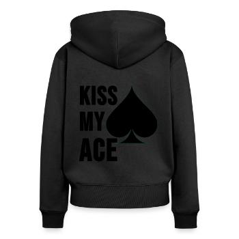Poker Shirt Pokern Pokerface Ass Casino Geschenk - Frauen Premium Bio Zip Hoodie - Schwarz - Hinten - Julia (174cm)