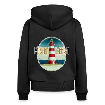 Küstendeern Leuchtturm - Frauen Premium Bio Zip Hoodie - Schwarz - Hinten - Julia (174cm)