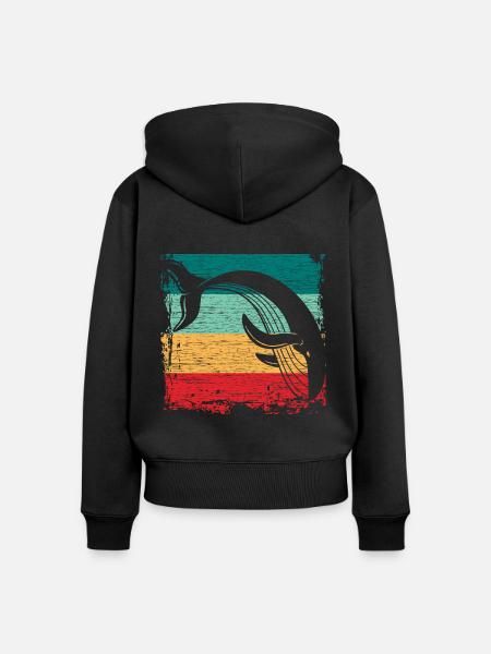 Walfisch - Frauen Premium Bio Zip Hoodie - Schwarz