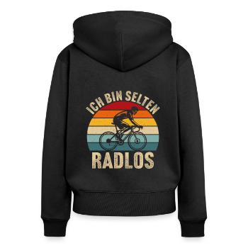 Ich bin selten radlos t-shirt fahrradfahrer - Frauen Premium Bio Zip Hoodie - Schwarz - Hinten - Julia (174cm)