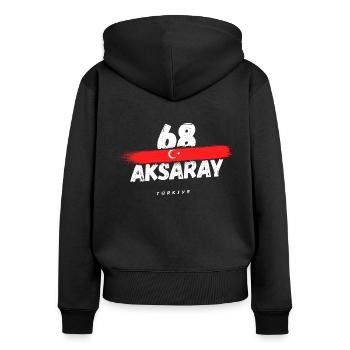 Aksaray 68 Türkiye Turquie - Sweat à capuche zippé Premium bio Femme - noir - Dos - Julia (174cm)