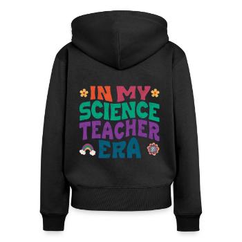 À l’époque de mon professeur de sciences - Sweat à capuche zippé Premium bio Femme - noir - Dos - Julia (174cm)