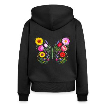 Women's Floral Butterfly Silhouette - Women's Premium Organic Zip Hoodie - black - Back - Julia (174cm)