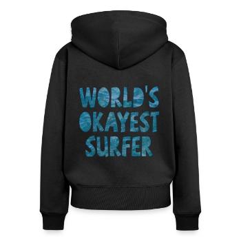 Le surfeur le plus correct du monde - Sweat à capuche zippé Premium bio Femme - noir - Dos - Julia (174cm)