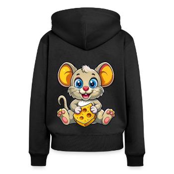 Cheese Loving Mouse - Women's Premium Organic Zip Hoodie - black - Back - Julia (174cm)