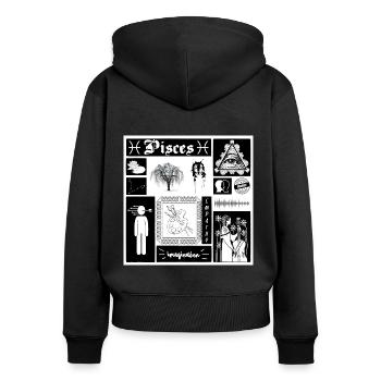 FISCHE - Frauen Premium Bio Zip Hoodie - Schwarz - Hinten - Julia (174cm)