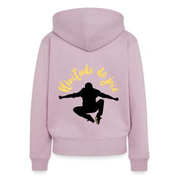Fülle der Freude - Ps/16:11 - Frauen Premium Bio Zip Hoodie - Altrosa - Hinten - Julia (174cm)