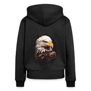Portrait de pygargue à tête blanche - Sweat à capuche zippé Premium bio Femme - noir - Dos - Julia (174cm)