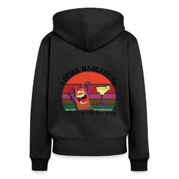 Je bois des Margaritas pour brûler la folie - Sweat à capuche zippé Premium bio Femme - noir - Dos - Julia (174cm)