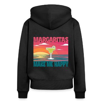 Les margaritas me rendent heureux - Sweat à capuche zippé Premium bio Femme - noir - Dos - Julia (174cm)