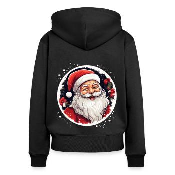Lustiger Weihnachtsmann zu Weihnachten - Frauen Premium Bio Zip Hoodie - Schwarz - Hinten - Julia (174cm)