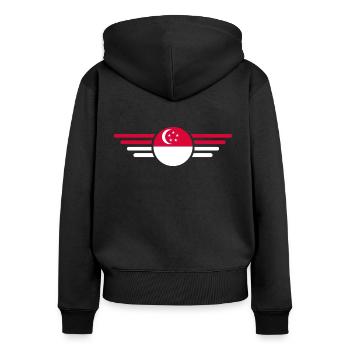 Ich liebe Singapur, Eleganz Stil Design T-Shirt - Frauen Premium Bio Zip Hoodie - Schwarz - Hinten - Julia (174cm)