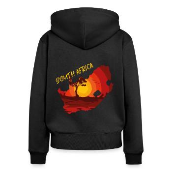 Südafrika - Frauen Premium Bio Zip Hoodie - Schwarz - Hinten - Julia (174cm)