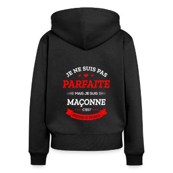 MAÇONNE PARFAITE - Sweat à capuche zippé Premium bio Femme - noir - Dos - Julia (174cm)