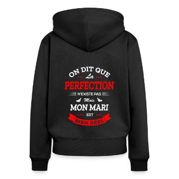 MARI PARFAIT - Sweat à capuche zippé Premium bio Femme - noir - Dos - Julia (174cm)
