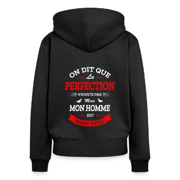 HOMME PARFAIT - Sweat à capuche zippé Premium bio Femme - noir - Dos - Julia (174cm)