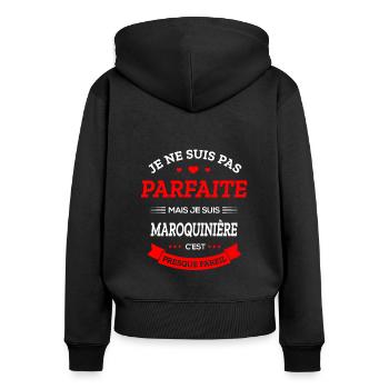 MAROQUINIÈRE PARFAITE - Sweat à capuche zippé Premium bio Femme - noir - Dos - Julia (174cm)